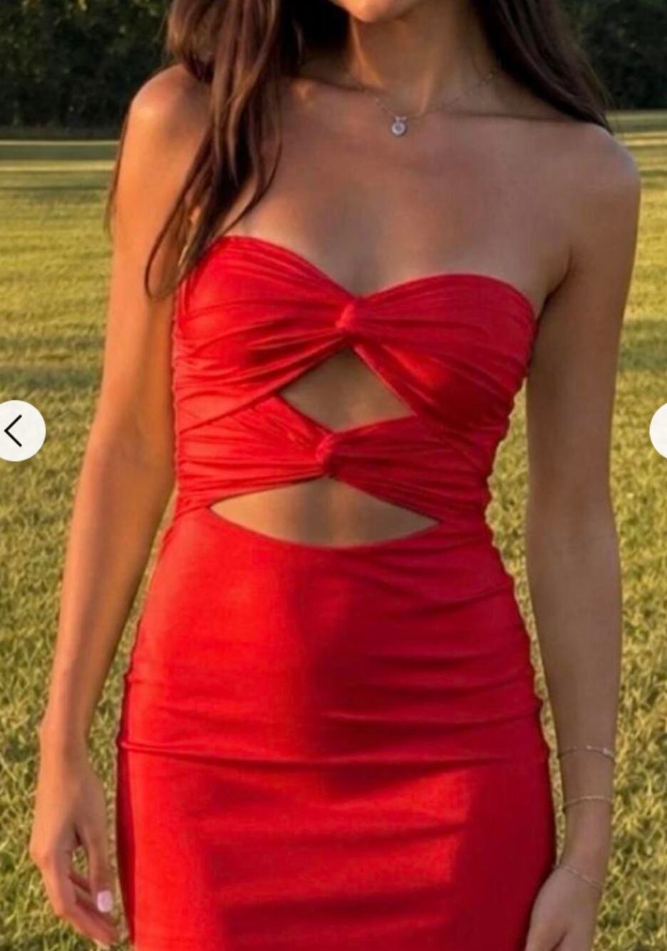 Hello Molly Red Strapless Cutout Mini Dress 8